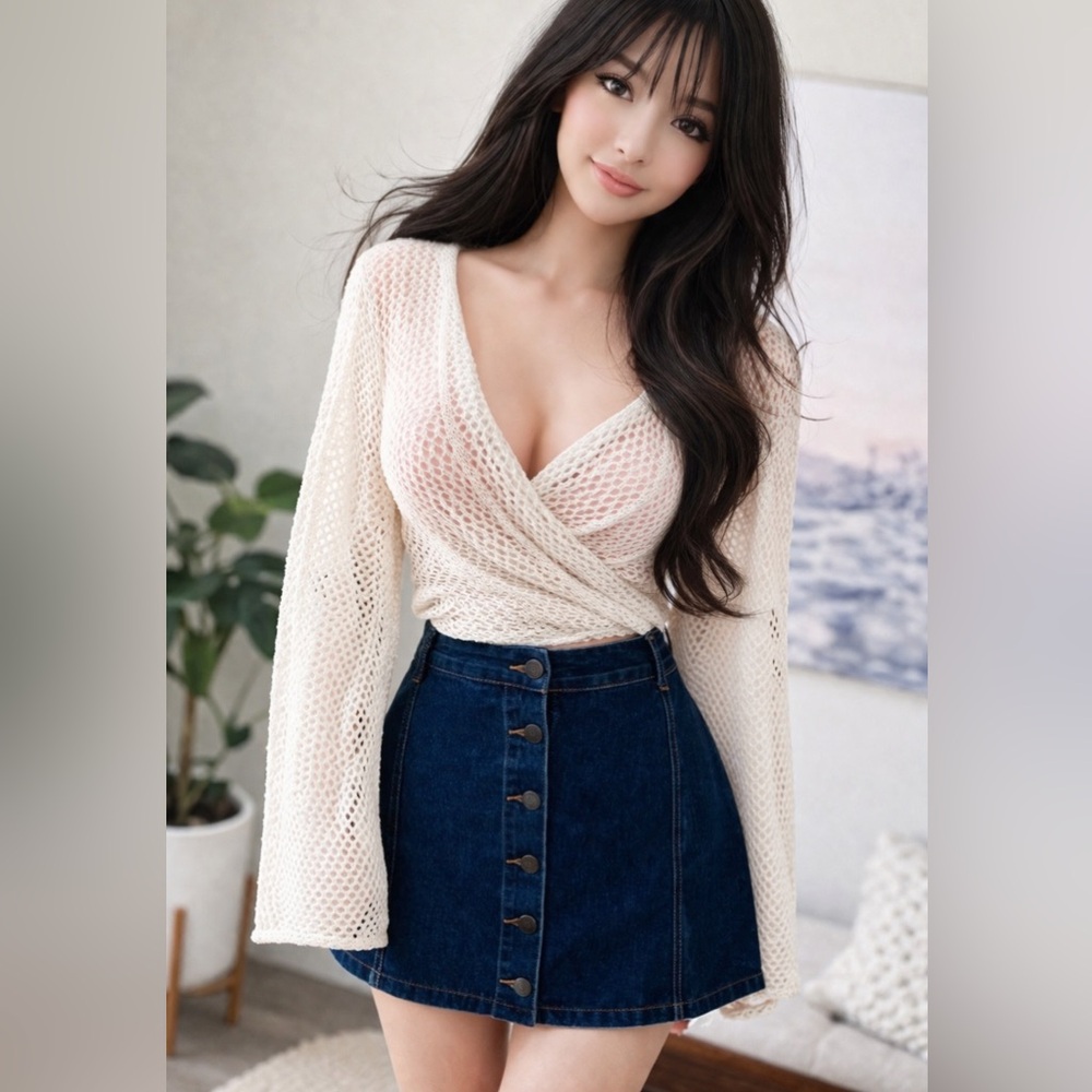 Free Spirit & Festival Ready High-Waisted Button-Front Denim mini Skirt